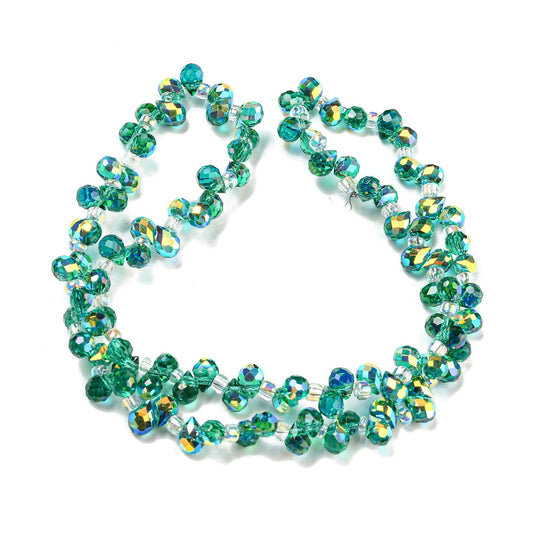 Light Sea Green AB Faceted Teardrop Glass Beads 6x4mm | The Pink Bead Shop Canada