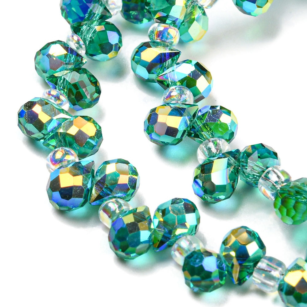 Light Sea Green AB Faceted Teardrop Glass Beads 6x4mm | The Pink Bead Shop Canada