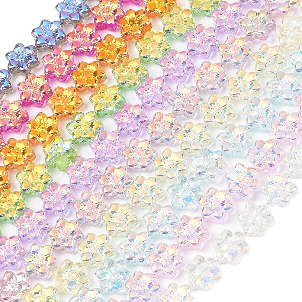 AB Half-Plated Mixed Colour Glass Flower Beads 12mm | The Pink Bead Shop Canada