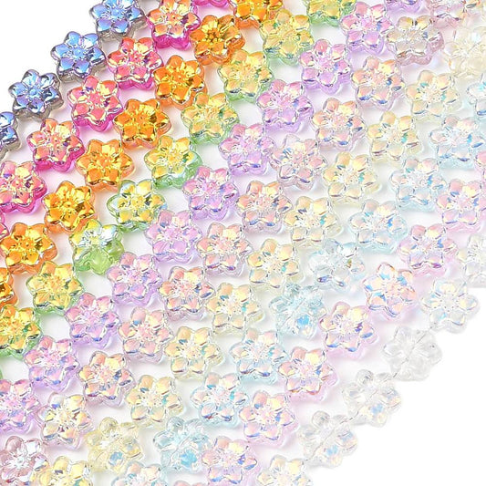 AB Half-Plated Mixed Colour Glass Flower Beads 12mm | The Pink Bead Shop Canada
