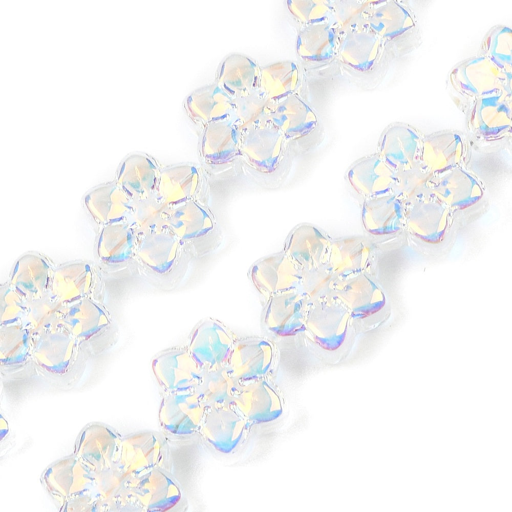 AB Half-Plated Mixed Colour Glass Flower Beads 12mm | The Pink Bead Shop Canada