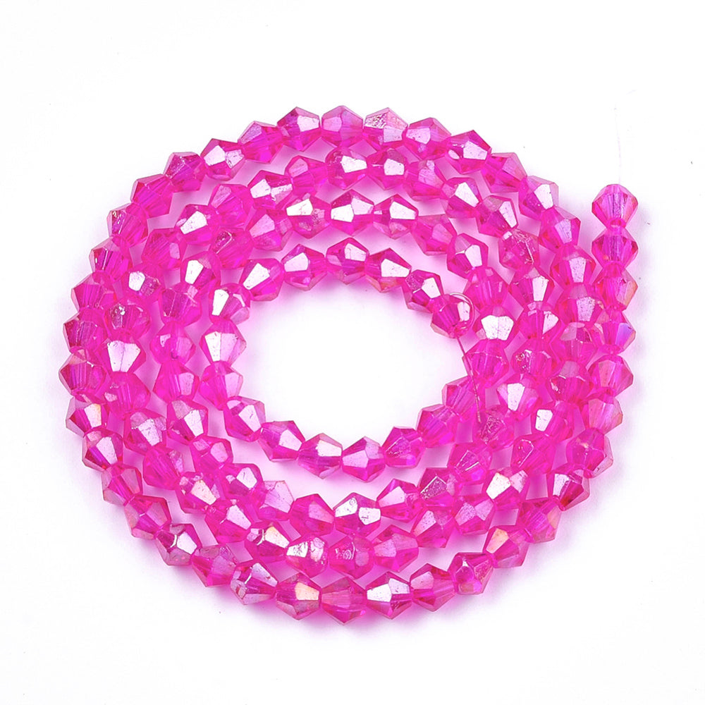 Magenta AB Faceted Bicone Glass Beads 4mm | The Pink Bead Shop Canada