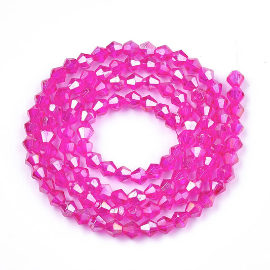 Magenta AB Faceted Bicone Glass Beads 4mm | The Pink Bead Shop Canada