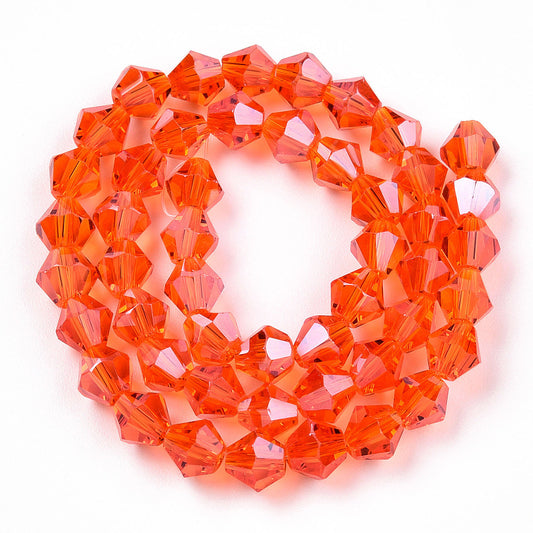 6mm Coral Pearl Luster Faceted Glass Bicone Beads The Pink Bead Shop
