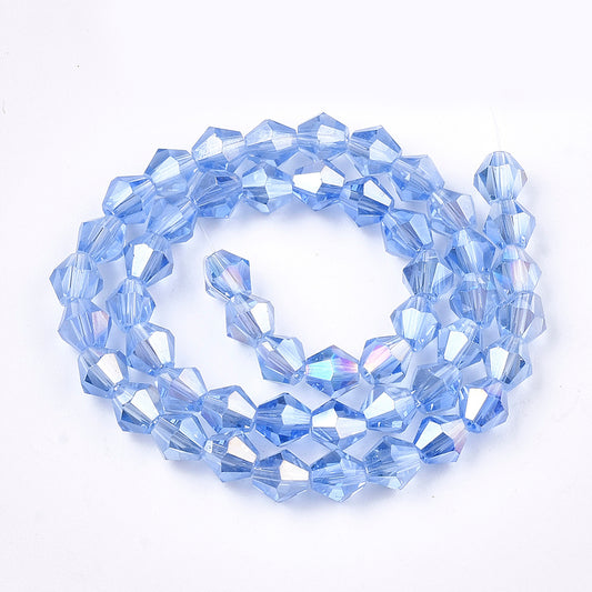 6mm Cornflower Blue AB Faceted Glass Bicone Beads The Pink Bead Shop