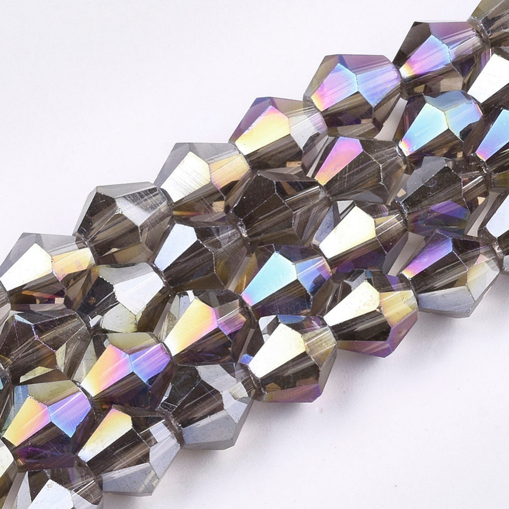 6mm Olive AB Faceted Glass Bicone Beads The Pink Bead Shop