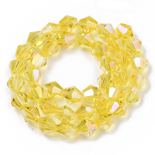Electroplated Glass Bicone Beads – Assorted Colors, Faceted AB Finish (Approx. 8mm) The Pink Bead Shop