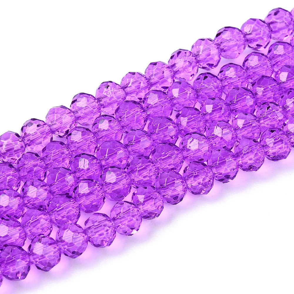 Dark Orchid Faceted Rondelle Glass Beads – 8x6mm | The Pink Bead Shop Canada