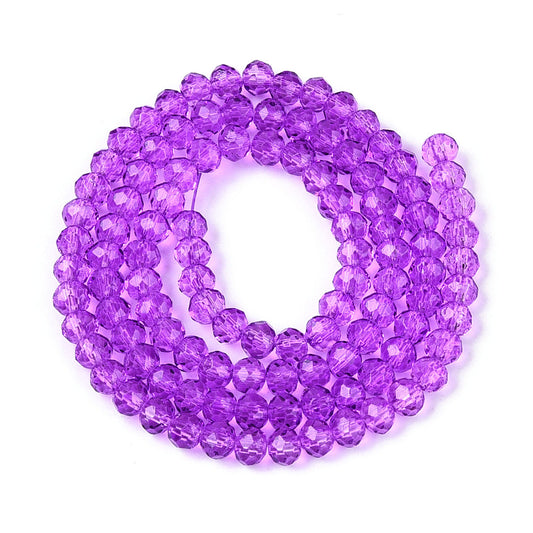 Dark Orchid Faceted Rondelle Glass Beads – 8x6mm | The Pink Bead Shop Canada