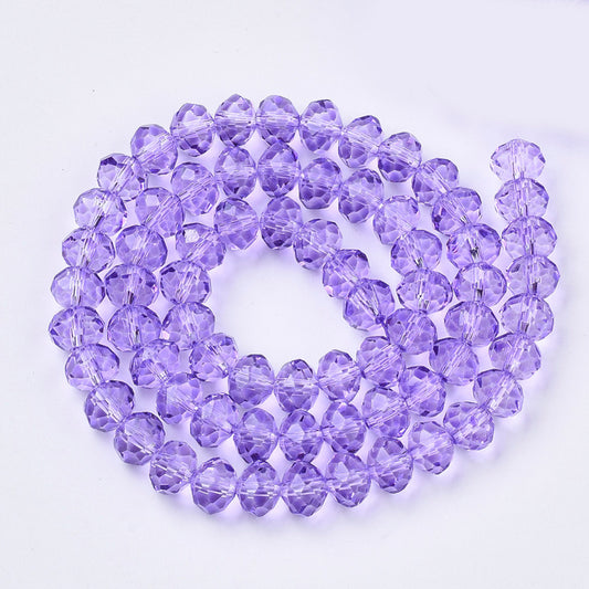 Lilac Faceted Rondelle Glass Beads (Baking Paint Finish) 6x4.5mm & 8x6mm | The Pink Bead Shop Canada