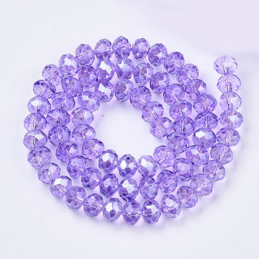 Lilac Faceted Rondelle Glass Beads – Pearl Luster Finish (3x2.5mm, 4x3.5mm, 6x4.5mm, 8x6mm) | The Pink Bead Shop Canada