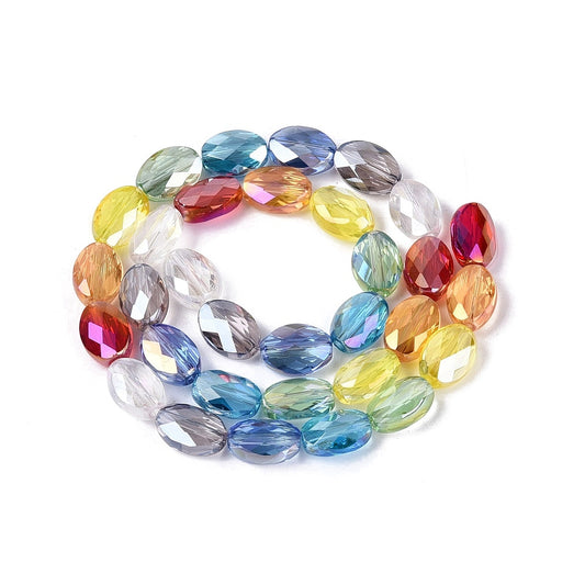 Electroplated Oval Glass Beads – AB Mixed Colour (10.5–11mm) | The Pink Bead Shop Canada
