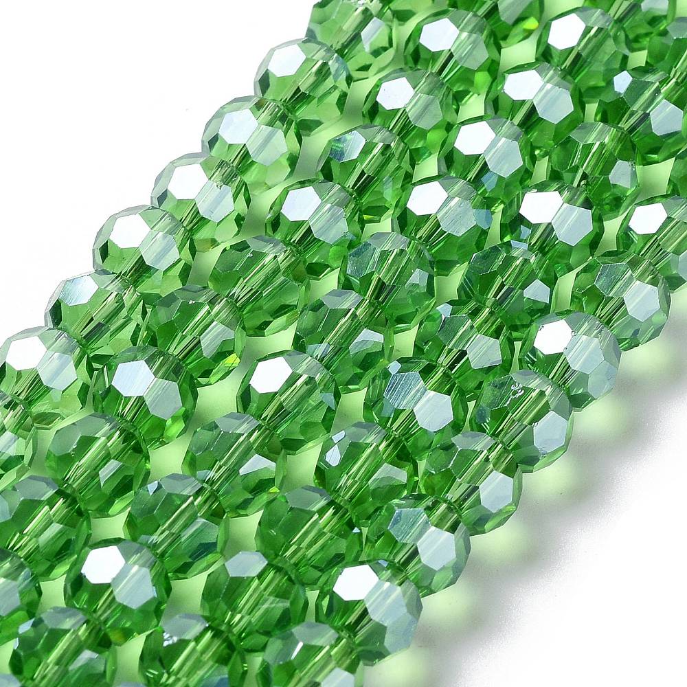 Green Faceted Glass Beads (32 Facets) 8mm Round | The Pink Bead Shop Canada