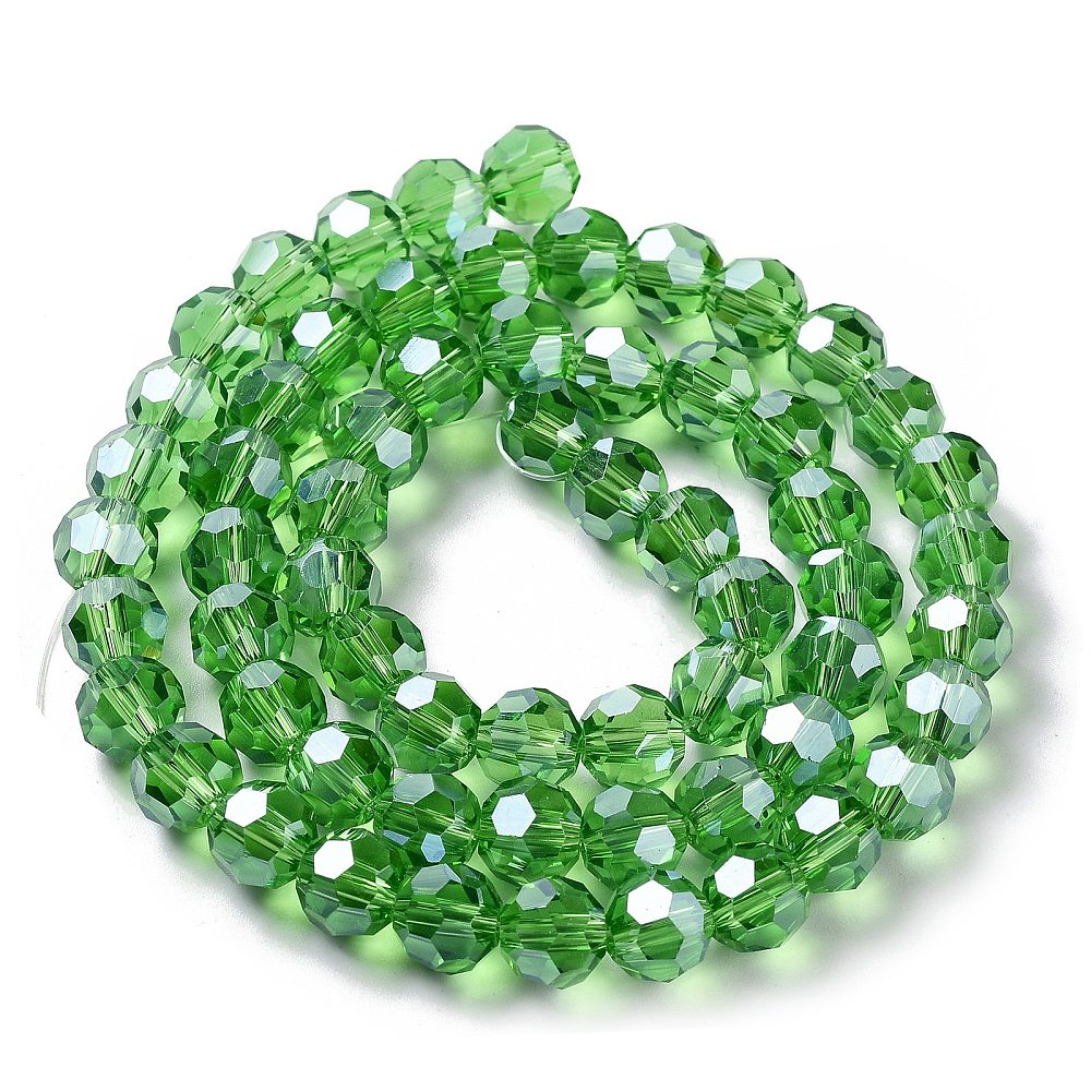 Green Faceted Glass Beads (32 Facets) 8mm Round | The Pink Bead Shop Canada
