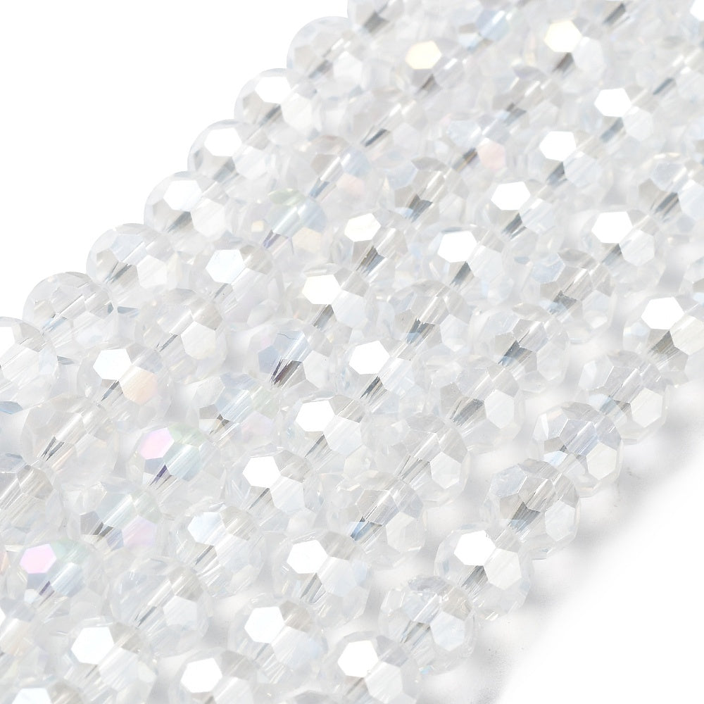Clear AB Faceted Glass Beads 8x7mm – 32 Facets | The Pink Bead Shop Canada