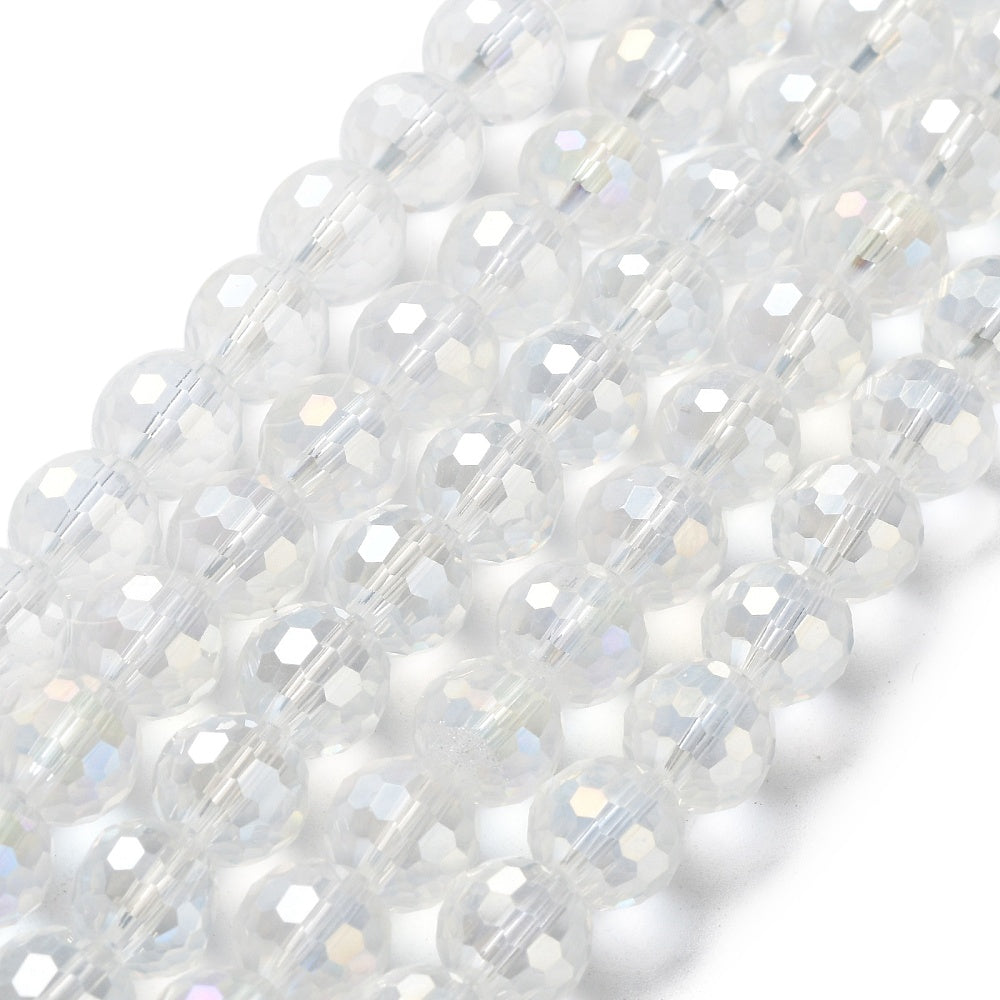 Clear AB Faceted Glass Beads 10mm – 96 Facets | The Pink Bead Shop Canada