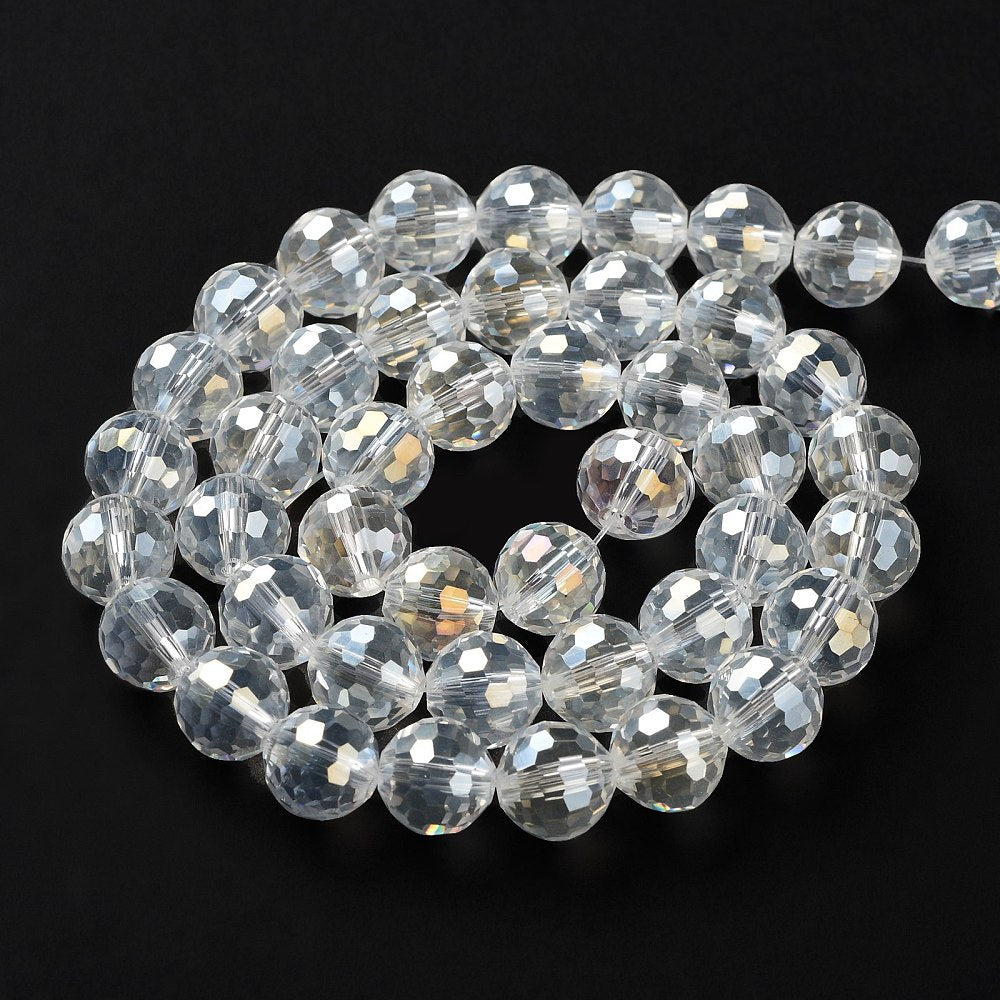 Clear AB Faceted Glass Beads 10mm – 96 Facets | The Pink Bead Shop Canada