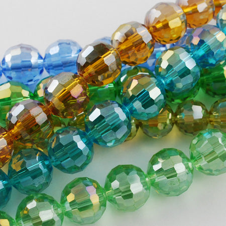Mixed Color AB Faceted Glass Beads – 12mm Round (96 Facets) | The Pink Bead Shop Canada