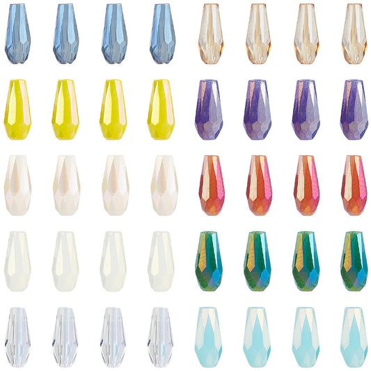 Rainbow Teardrop Glass Beads Set – Faceted Electroplated Mix (200pcs) | The Pink Bead Shop Canada