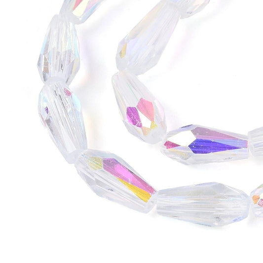 Clear AB Faceted Teardrop Glass Beads – 8.5–9mm | The Pink Bead Shop Canada