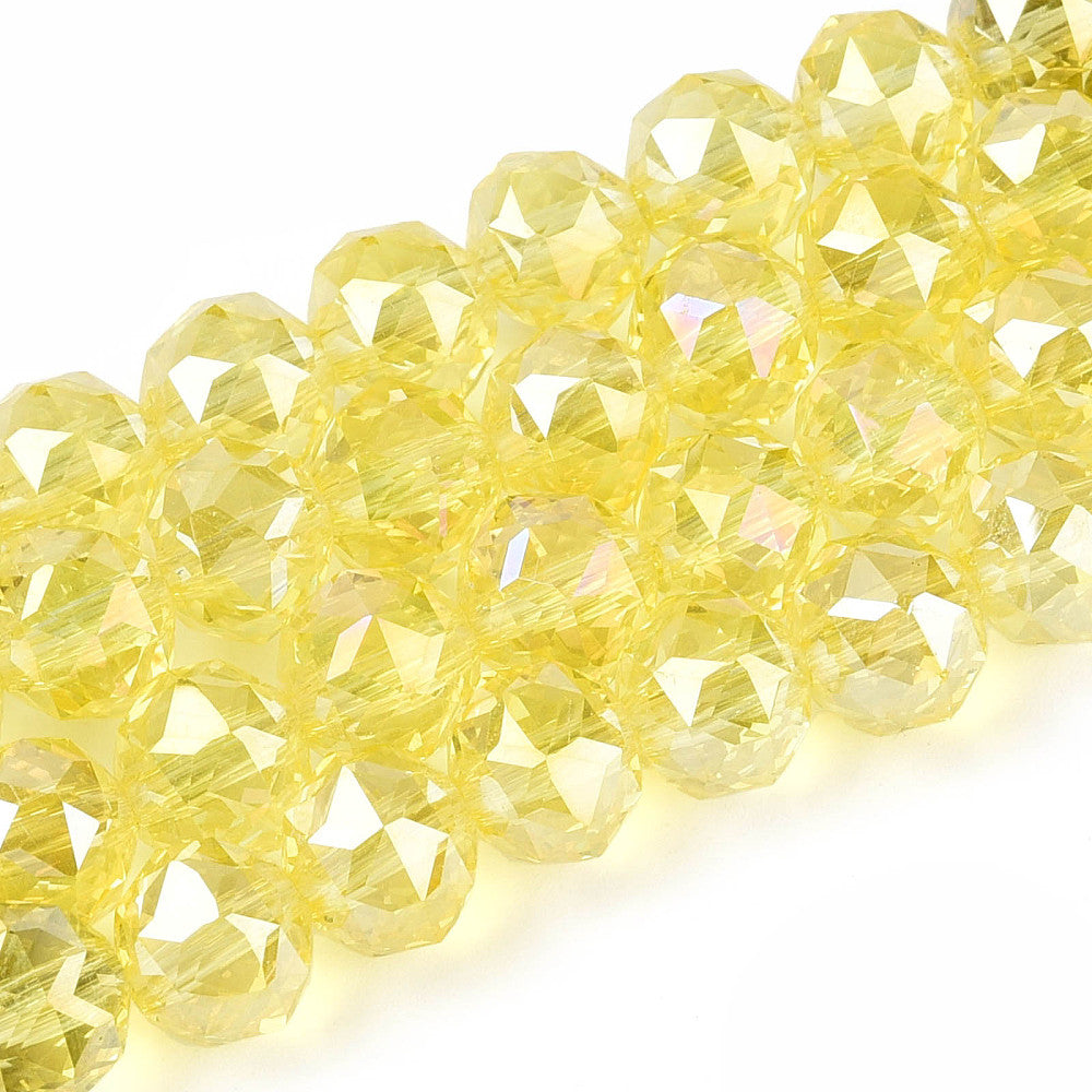 Yellow AB Faceted Glass Beads 8mm | The Pink Bead Shop Canada
