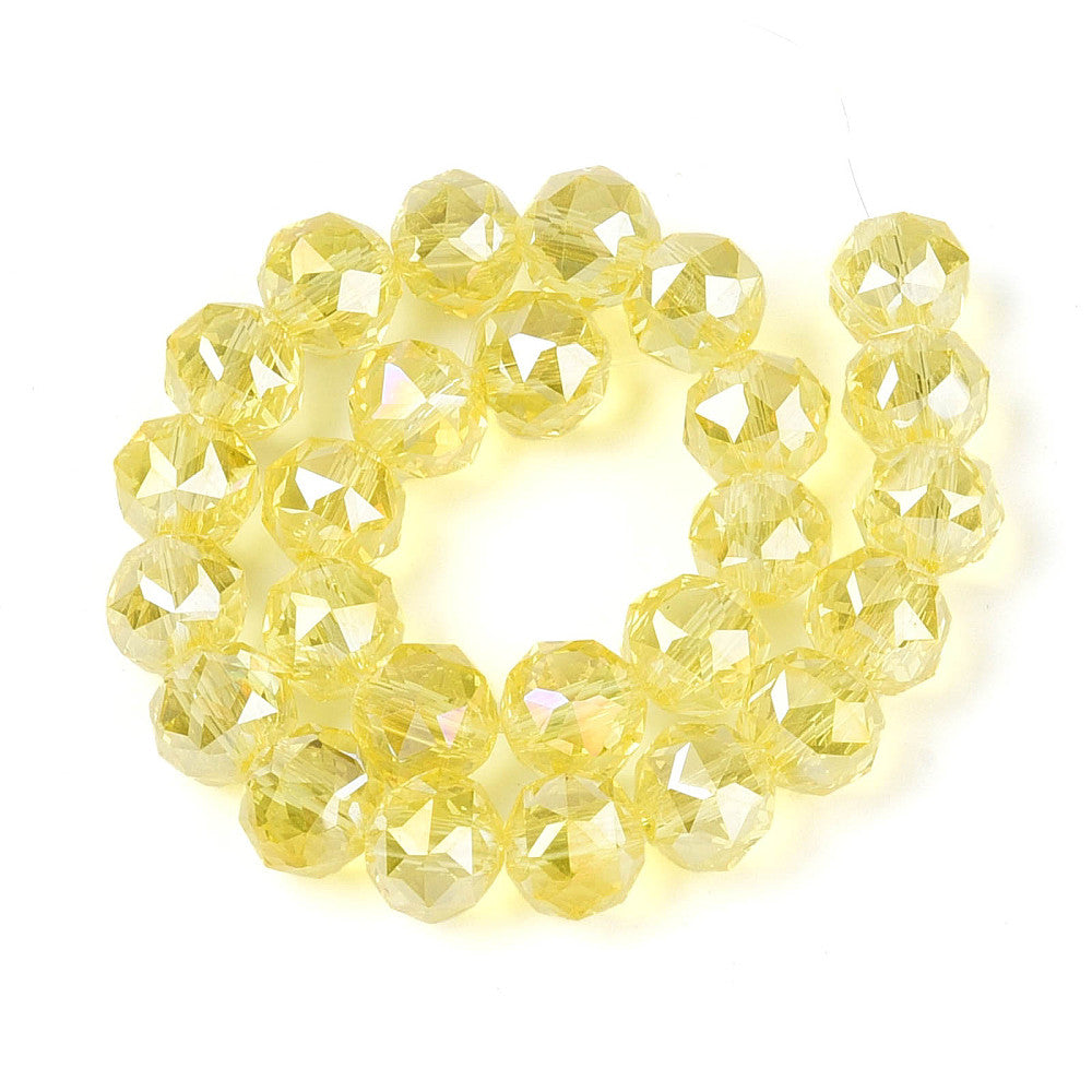 Yellow AB Faceted Glass Beads 8mm | The Pink Bead Shop Canada