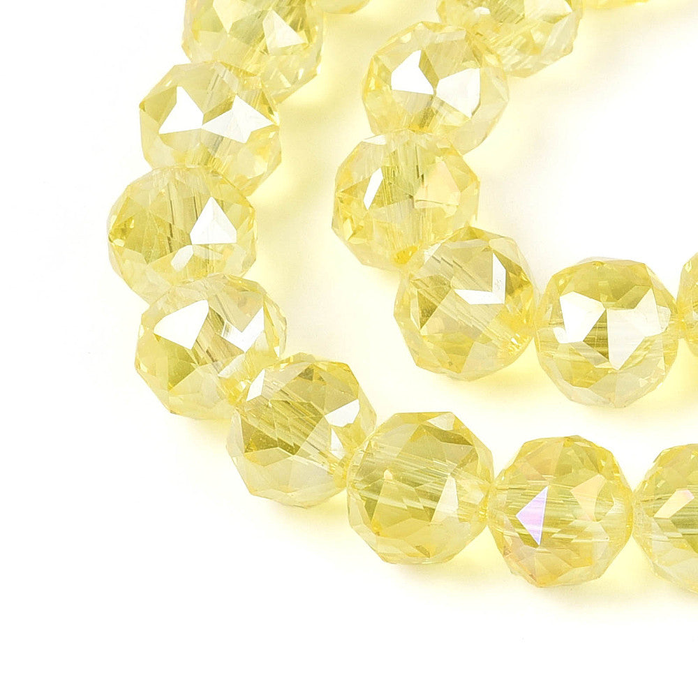 Yellow AB Faceted Glass Beads 8mm | The Pink Bead Shop Canada