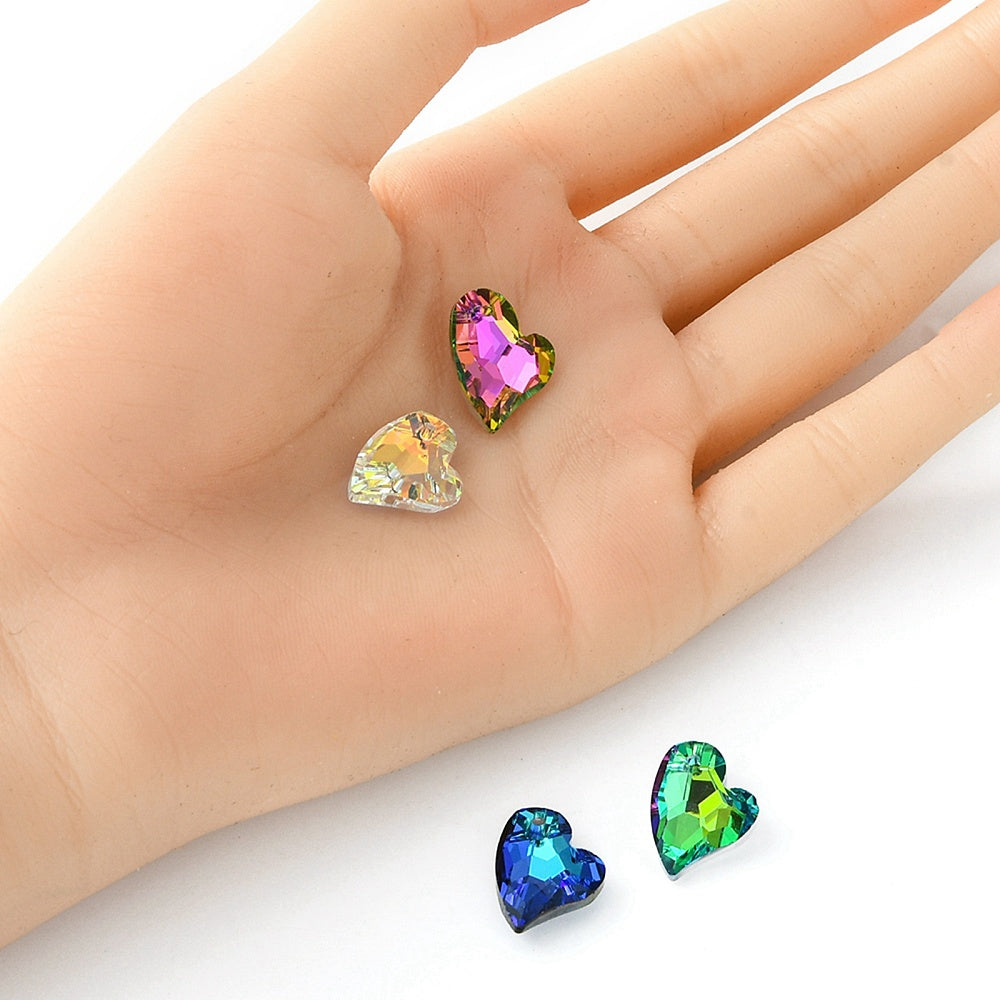 Electroplated Heart Glass Pendants 4 Pack | Faceted Heart Charms | The Pink Bead Shop Canada