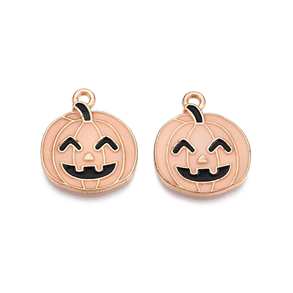 Glow in the Dark Pumpkin Enamel Charms – 5pk – 19.5mm | The Pink Bead Shop Canada