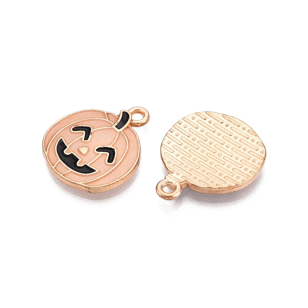 Glow in the Dark Pumpkin Enamel Charms – 5pk – 19.5mm | The Pink Bead Shop Canada