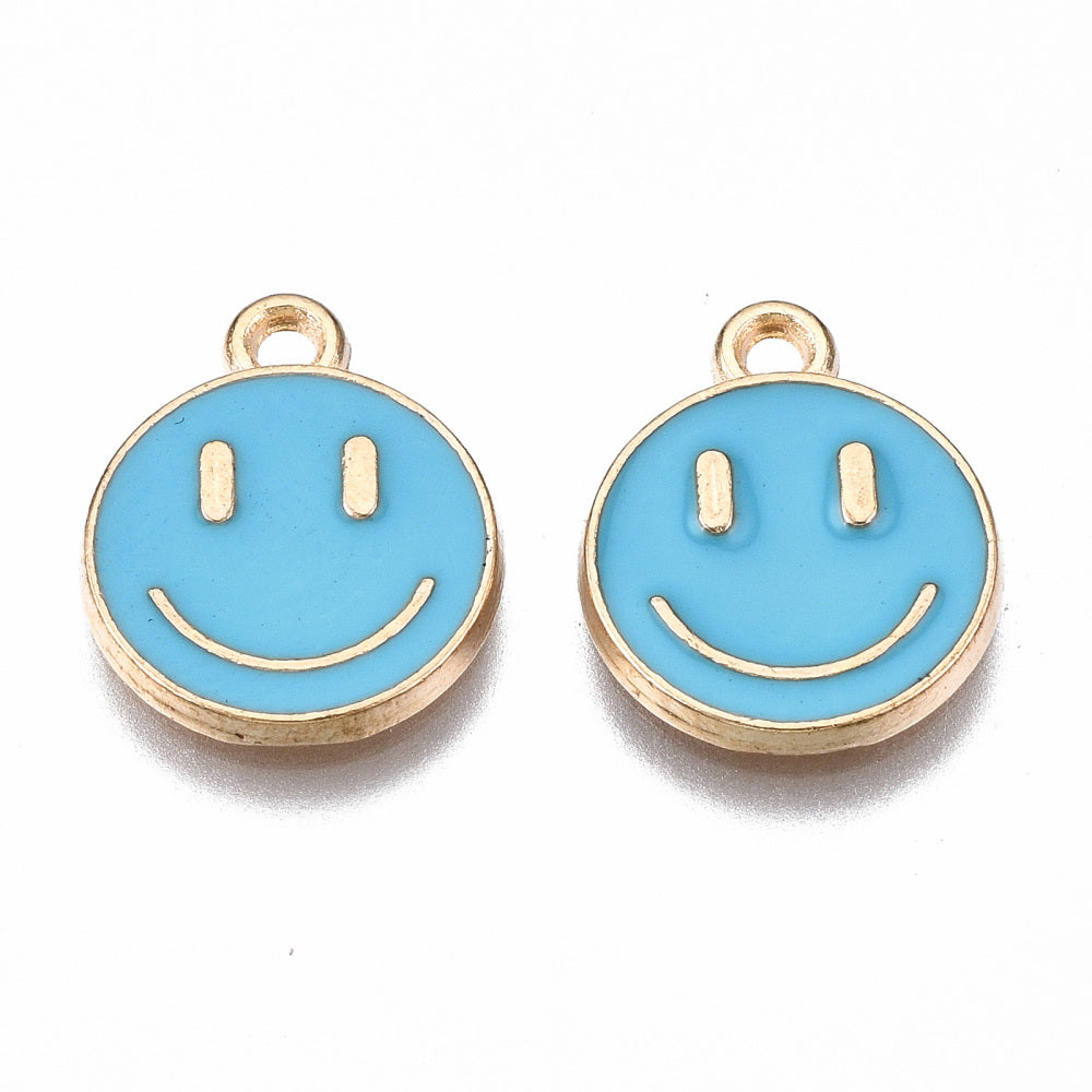 Smiley Face Enamel Charms – Mixed Colours | 5 Pack | Cute Round Emoji Charms | The Pink Bead Shop Canada