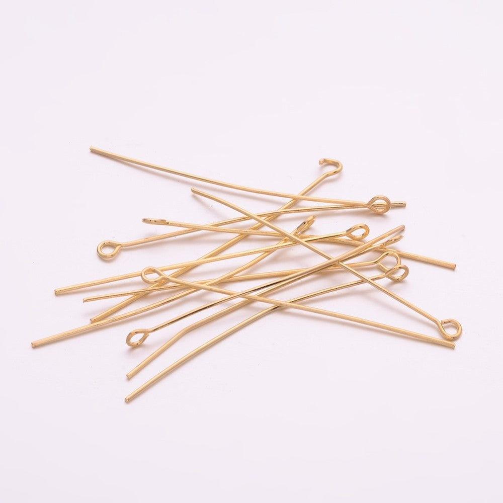 Gold Iron Eye Pins – 50mm – Pack of 50 | The Pink Bead Shop Canada
