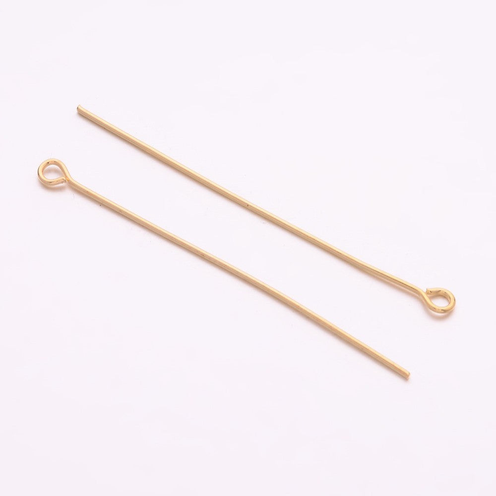 Gold Iron Eye Pins – 50mm – Pack of 50 | The Pink Bead Shop Canada