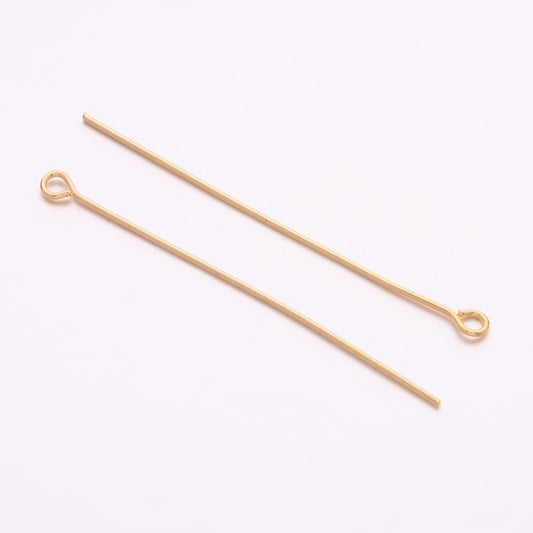 Gold Iron Eye Pins – 50mm – Pack of 50 | The Pink Bead Shop Canada