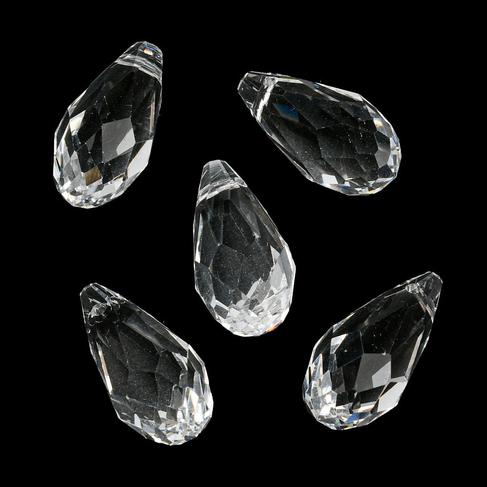 Clear Faceted Glass Teardrop Pendants – 20x10mm Bulk | The Pink Bead Shop Canada