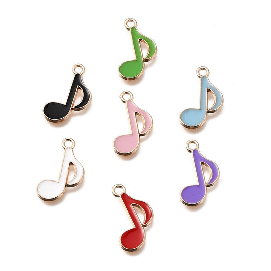 Enamel Musical Note Charms Mixed Colours 20x12.5mm 5 Pack | The Pink Bead Shop Canada