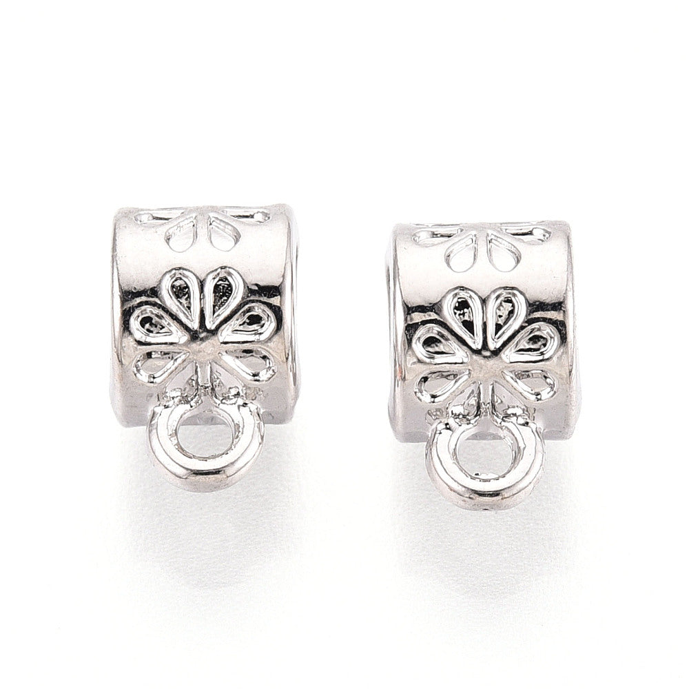 Large Floral Tube Bail Pendant Connectors – Gold or Platinum – 5 Pack | The Pink Bead Shop Canada