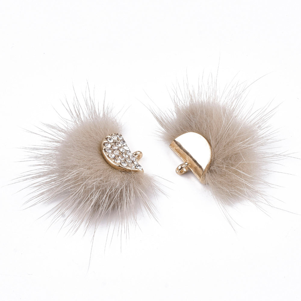 Faux Mink Fur Fan Tassel Pendants with Rhinestones – 2 PK Assorted Colours | The Pink Bead Shop Canada