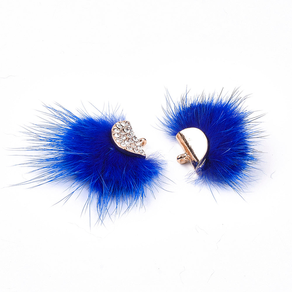 Faux Mink Fur Fan Tassel Pendants with Rhinestones – 2 PK Assorted Colours | The Pink Bead Shop Canada