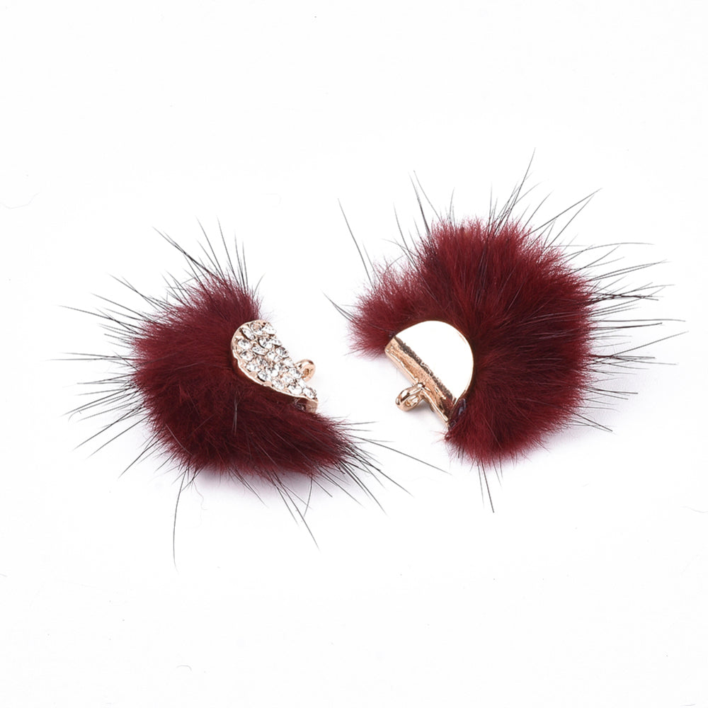 Faux Mink Fur Fan Tassel Pendants with Rhinestones – 2 PK Assorted Colours | The Pink Bead Shop Canada