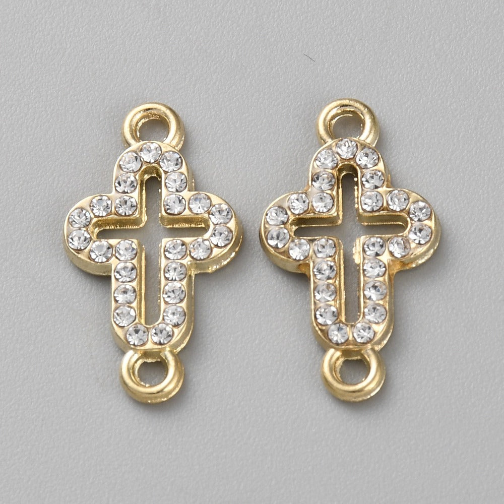 Crystal Cross Connector Charm Gold 19.5x10.5mm 2 Pack | The Pink Bead Shop Canada