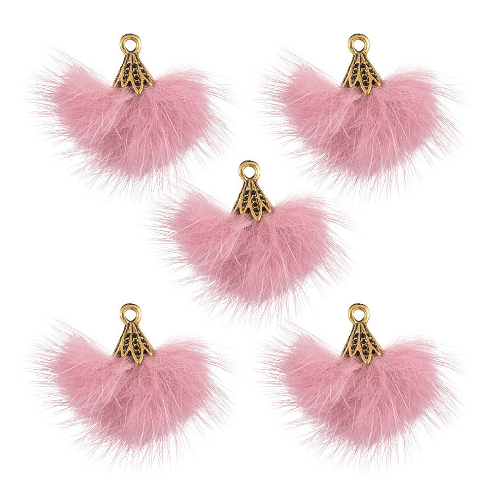 Mink Fur Tassel Charms – Assorted Colours (2 Pack) | The Pink Bead Shop Canada