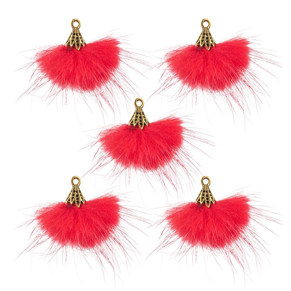 Mink Fur Tassel Charms – Assorted Colours (2 Pack) | The Pink Bead Shop Canada