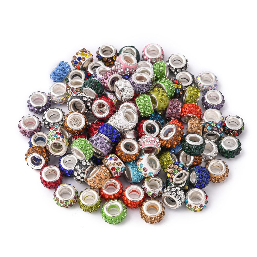 Bulk Mixed Colour Rhinestone Large Hole Beads – 11–12mm | The Pink Bead Shop Canada