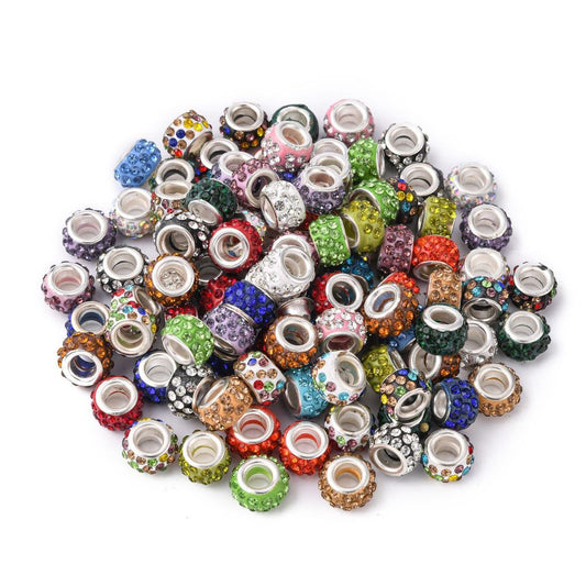 Bulk Mixed Colour Rhinestone Large Hole Beads – 11–12mm | The Pink Bead Shop Canada
