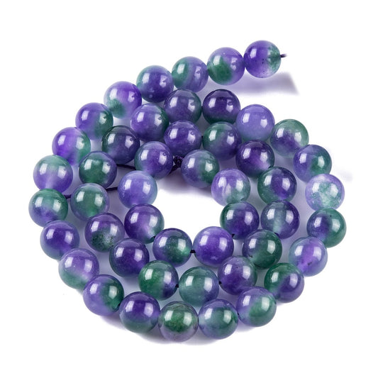 Malaysia Jade Beads – Dyed Slate Blue Round Gemstone Bead Strand (8mm) The Pink Bead Shop