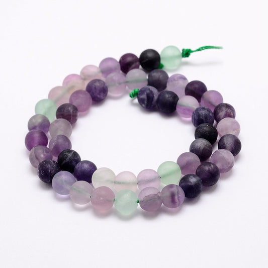 Fluorite  Frosted Beads 8mm | The Pink Bead Shop Canada