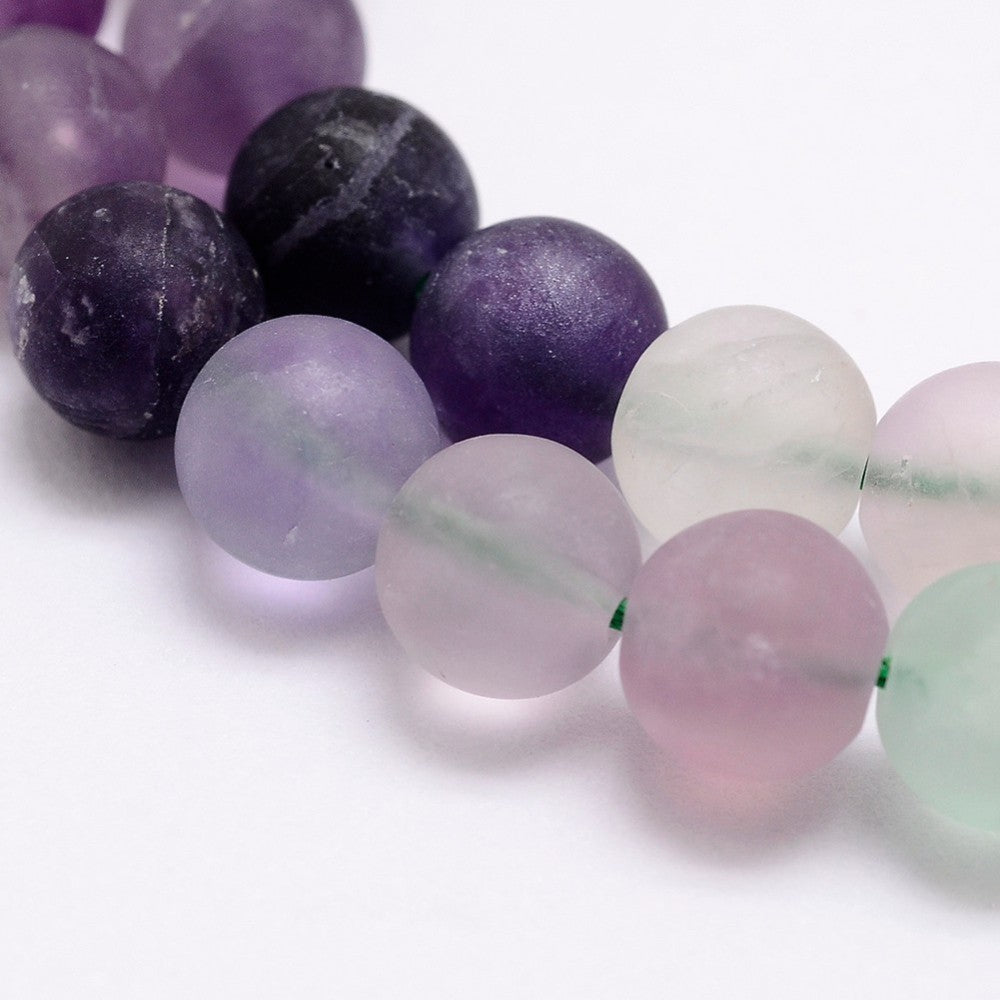 Fluorite  Frosted Beads 8mm | The Pink Bead Shop Canada