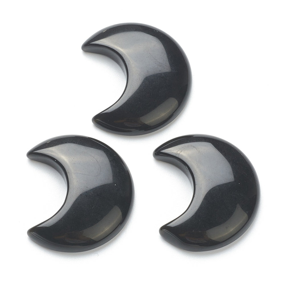 Natural Obsidian Moon Cabochons – Undrilled Crescent Gemstones | The Pink Bead Shop Canada