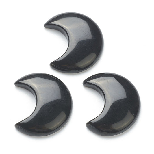 Natural Obsidian Moon Cabochons – Undrilled Crescent Gemstones | The Pink Bead Shop Canada
